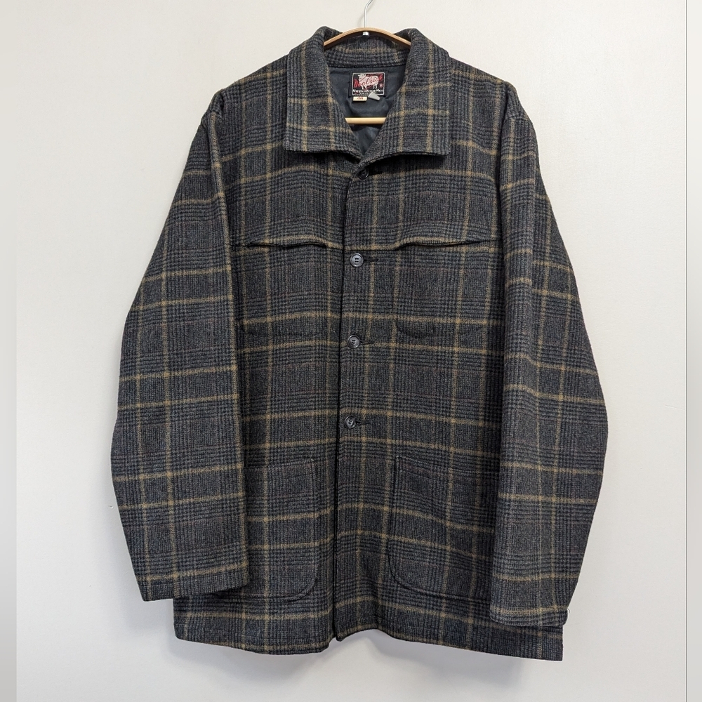 Vintage 50s‎ Woolrich Woolen  Mills Plaid Utility Pocket Chore Coat